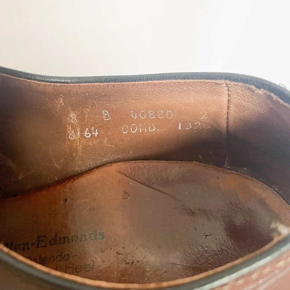 Allen Edmonds Pair Globetrotter Brown Leather Shoes 8 B style 8164 - Picture 3 of 11